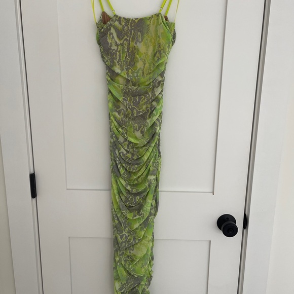 AFRM Hazel Womens Ruched Mesh Snake Print Sheath Dress NWT - Picture 6 of 9